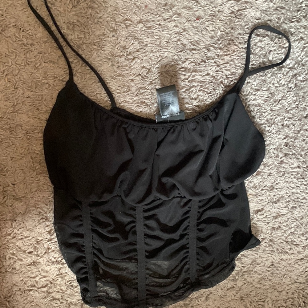 Black cropped corset shirt